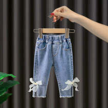 Girls jeans 2021 new autumn Korean version of childrens foreign style spring and autumn trousers female treasure Net Red childrens pants