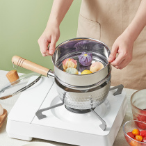 Uncoated baby food supplement pot baby fried cooking integrated special 304 stainless steel snow pan multi-function milk pot