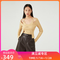 (The same style as the shopping mall) LILY2022 winter new womens fashion commuting style high waist thin leather casual shorts