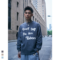 Furnace 2021 autumn new foam letter printing long sleeve T-shirt mens round neck sweater loose casual clothes