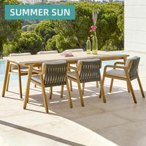 Outdoor table and chairs Embalming Wood Villa Courtyard Teak Wood Solid Wood Vine Chair Combined Balcony Fujitsu Light Room Outdoor Garden