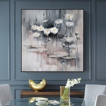 Nordic living room sofa background wall decorated painting Monet sleeping lotus famous flower restaurant porch painting