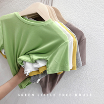 Green Childrens Products) Comfortable Childrens pop drop cool mask short sleeve solid color wild cool half sleeve
