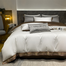 Bed supplies 2022 new double-sided 40S jet encryption 13372 thick long-duvet cotton embroidery pure color four sets