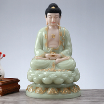 Xi Mandy Sakyamuni Buddha home Jade mundane Sansheng ornaments entrance white marble gold shi jia Buddha