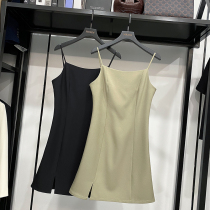 MRMW2021 summer new Hepburn style elegant temperament design sense niche French split suspenders dress women