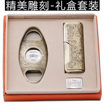 Monsoon cigar lighter cigar cutter set vintage gold stainless steel engraved smoke cutter bronze cigar cutter smoke