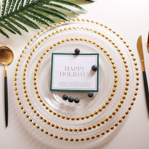 Phantom plate creative gold edged plating glass bead plate Western food steak pad plate fruit plate tableware disc
