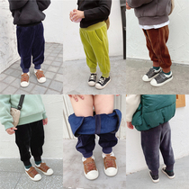2019 winter clothes new childrens clothing boys plus velvet pants baby thick casual trousers children warm island velvet pants