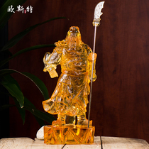 Oster glass Guan Gong ornaments Guan Eryes home dedicated to Guan Yus Buddha statue martial arts god statue Garan Bodhisattva