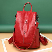 Boomer genuine leather double shoulder bag woman 2022 new large capacity theft proof single shoulder handbag 100 lap soft leather lady backpack