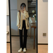 Xiaoyu MONA changed its name to ms sweet end end comfortable high waist slit design denim slim fit elastic casual pants thin women