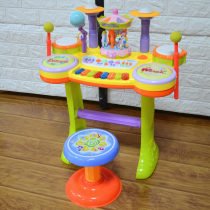 Childrens carousel drum and piano toy puzzle multi-function music fountain electronic piano Baby pat drum drum set