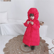 Cute styling down jacket girls New Year dress long thick quilt New year jacket hooded down jacket