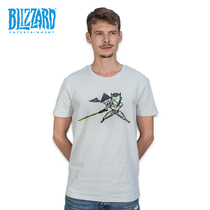 Blizzard Blizzard official game peripheral watchman pioneer Genji pattern gray T-shirt mens summer short-sleeved