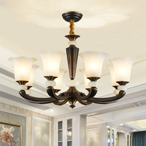 American full copper chandelier living room lamp Jane Europe simple lamp pure copper Black Jade copper lamp simple European bedroom lamp