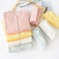 Summer crepe moon suit set cotton double-layer gauze feeding clothes pregnant women home wear pajamas postpartum lactation clothes