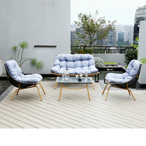 Outdoor sofa courtyard rattan furniture combination tea table lazy recliner lunch chair waterproof sunscreen balcony leisure chair