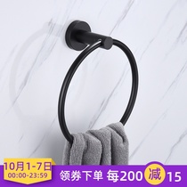 German high-end 304 stainless steel black round towel ring bathroom towel hanger toilet washcloth hanging ring