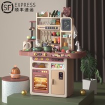 Mini small kitchen real toy simulation 2 to 3 year old baby boys and girls cooking noodle machine fruit cutting music