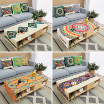 Ethnic style table cloth waterproof cotton and linen rectangular tea table cloth personality Bohemian dust cover towel cloth art