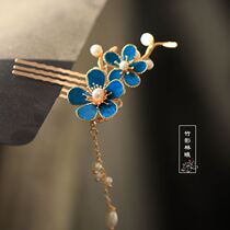 Bamboo shadow Lin Xi hair comb comb ancient style tassel point Cui accessories Ming Han clothing classical plum blossom headdress Pearl