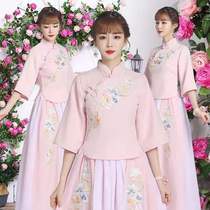 Chinese bridesmaid clothing summer fairy 2021 new small man retro Republic of China style women Hanfu daily wear