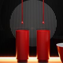 Bar KTV stainless steel washbasin red column basin bathroom balcony washbasin round art basin creative