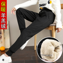 Lamb velvet pants womens thick loose Toe Toe plus velvet sweatpants womens autumn and winter warm outside casual cotton pants