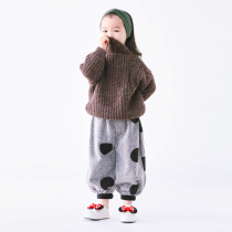 Pear small leisure boys and girls turtleneck sweater sweater thick children solid color twist sweater E74A1133