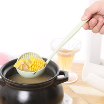 New wheat straw spoon long handle plastic large Spoon soup spoon Colander two-in-one tableware hot pot spoon