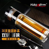Yijamei double-layer glass travel cup tea separation tea cup filter with lid sealed large-capacity Cup