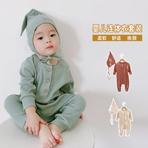 Baby one-piece clothing spring autumn male and female baby clothes suit autumn and winter pyjamas long sleeve khaclothes bottom close-fitting pure cotton