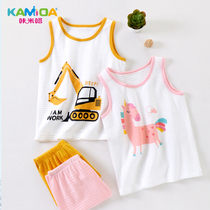 Kammi da childrens vest cotton suit girls wear baby Summer Girl thin cotton boy Net red tide