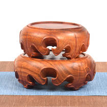 Redwood carving crafts Rosewood ornaments base solid wood bracket round strange stone head flowerpot Buddha statue support base