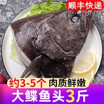 Deep Sea plaice head fresh dish fish head frozen semi-finished opium fish head seafood aquatic barbecue big fish head Commercial