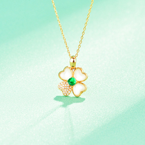 Mousse jewelery II Shop 18K gold inlaid Panjeşehir Mother green necklace diamond lucky grass green jewel pendant