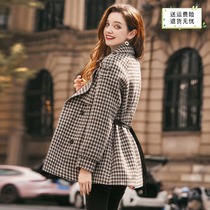 When 21 winter New Fashion temperament simple casual plaid lapel lapel long warm coat coat women