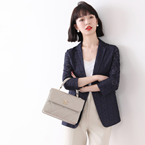 2021 spring and summer new three-point sleeve small suit thin jacket lace casual suit womens top suit collar short section