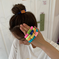 Teenage Girl Hearts Cute Candy Color Smile Hair Cord Temperament Phone Ring Head Rope Unhurt Hair Leather Fascia Hair Accessories Hair Accessories