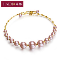 Heidi Jewelry Xia charm 3 5-7 5mm pink purple freshwater pearl elastic bracelet G18K gold birthday gift