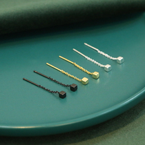 S925 sterling silver small square EAR thread female cold wind small earrings suitable for earrings temperament to sleep without picking earrings