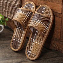 Household vine-edited slippers home summer grass-edited bamboo chamber soft bottom anti-skid men summer