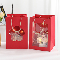 Xiuyun Net Red simple Valentines Day Qixi Festival window bouquet gift bag transparent flower handbag paper bag