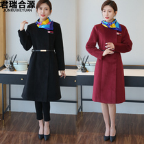 Sales Department front desk woolen overcoat women jewelry shop beauty salon woolen coat professional temperament medium length