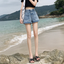 Denim shorts womens high waist loose Korean version thin 2021 new summer wear a-line thin wide-leg hot pants