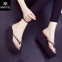 Tide brand 2021 slippers women Summer New wear Flip-flops slope heels non-slip thick bottom sandals clip sandals