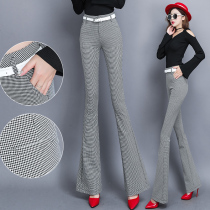 Lady Pants Autumn winter 2020 new Korean version High waist trumpeter pants black and white plaid pants female pant pants with long pants damp