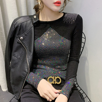 European Station 2020 Spring and Autumn Fashion New sequin splicing bronzed and drilled undershirt woman long sleeve foreign air inlaid and trendy cardio-hoodie