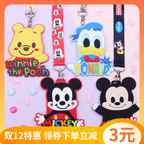 Cute mouse card set lanyard neck kindergarten pick-up badge bear student bus citizen card protective cover soft